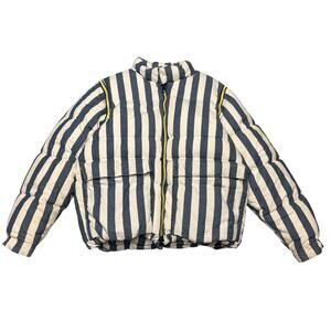 SUNNEI Milan Puffer Jacket S Blue Striped Dua Lipa Fall 2017
